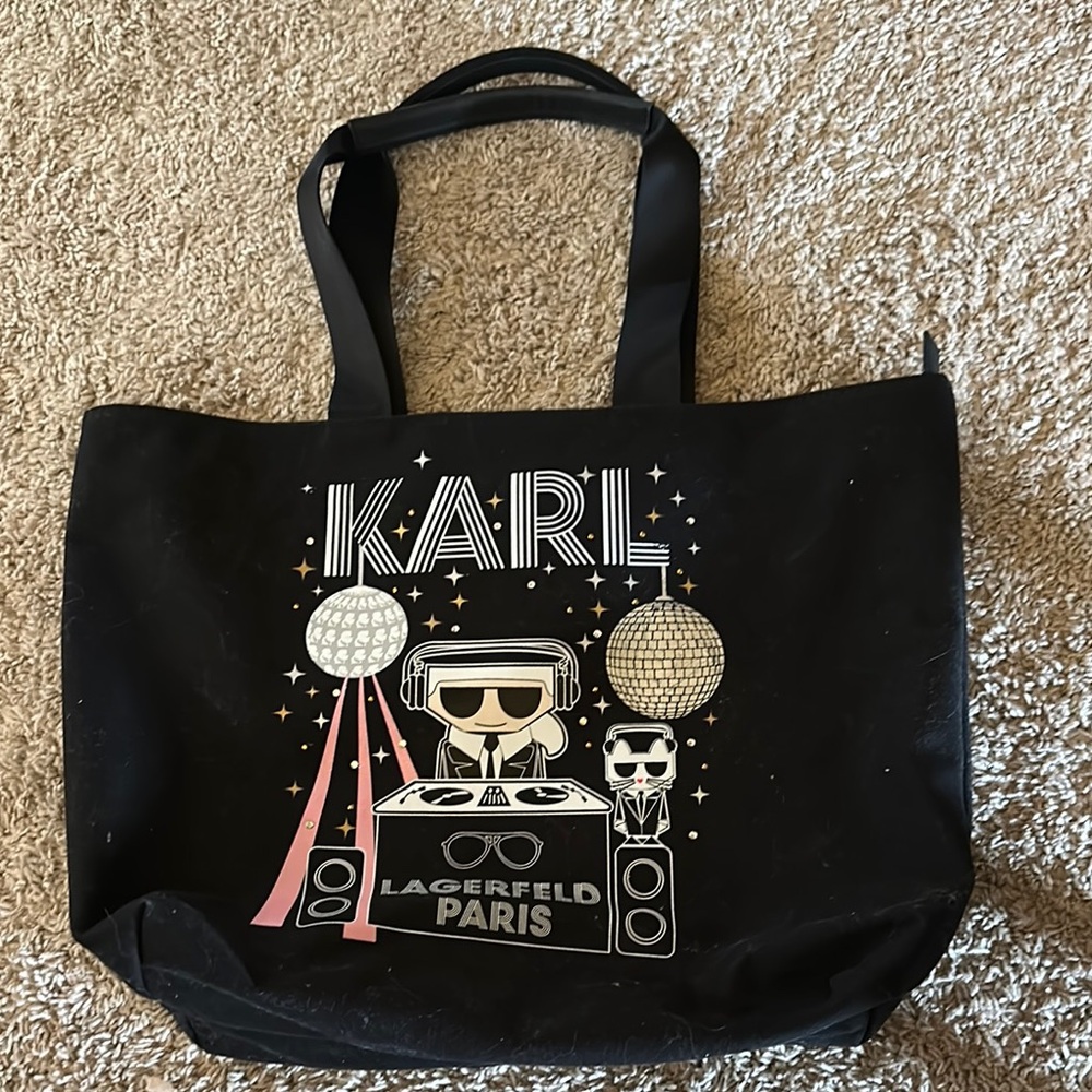 Karl Lagerfeld Black Graphic Tote